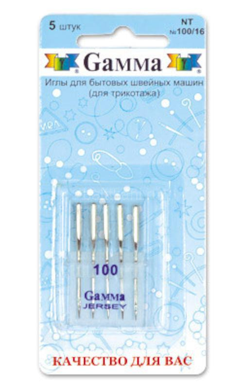 Иглы для быт. шв. машин "GAMMA" NT №100 для трикотажа 5 шт М