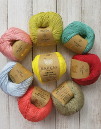 Пряжа GAZZAL "Organic BABY COTTON" 100% хлопок 115м (уп.10шт.)в ассортименте