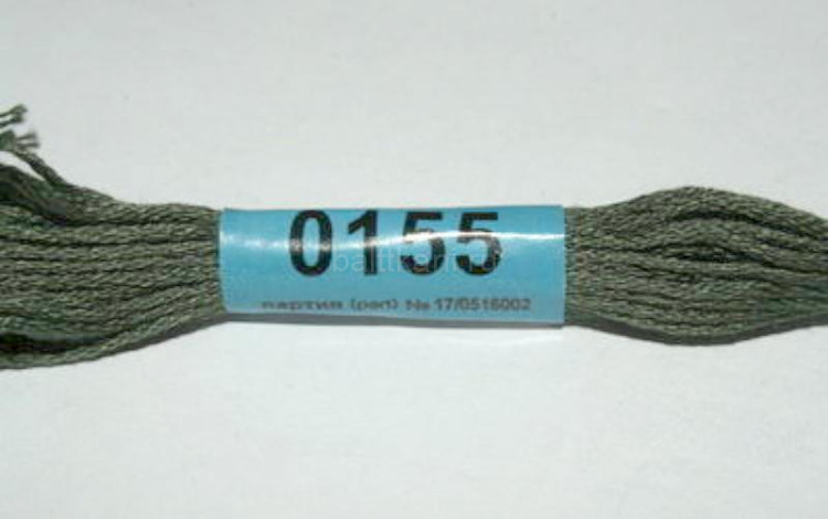 Нитки для вышивания "GAMMA" мулине ( 0001-0206 ) х/б 24 x 8 м №0155 т-серый