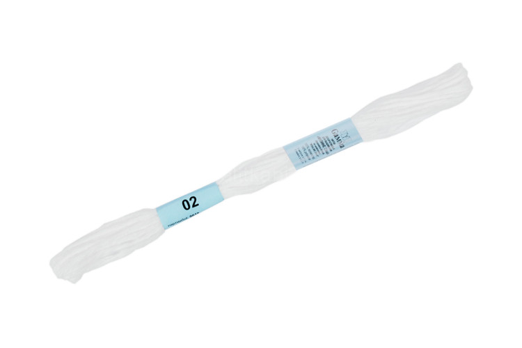 Нитки для вышивания "GAMMA" Мулине Cloud п/э 12 x 6 м №02 белый